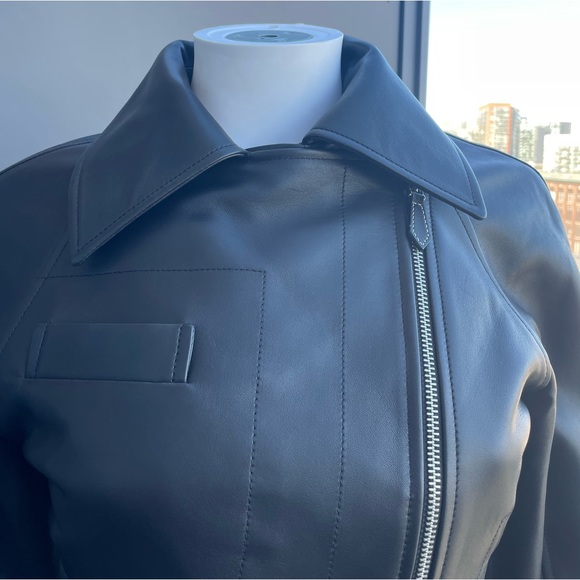 BURBERRY Black Leather Jacket Size 4 US - Picture 11 of 17